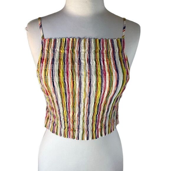 Zara Multicolor Striped Ruched Cropped Tank, M - Picture 2 of 13